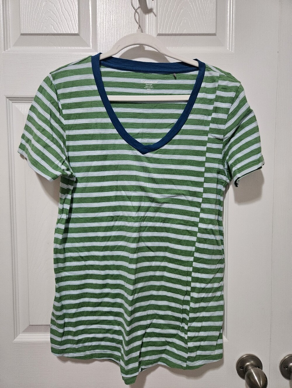 Toad & Co V Neck Striped Tee L